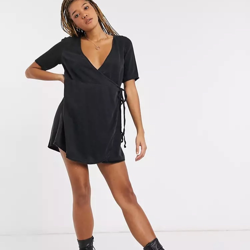 ASOS Design soft denim wrap smock dress - Picture 7 of 7